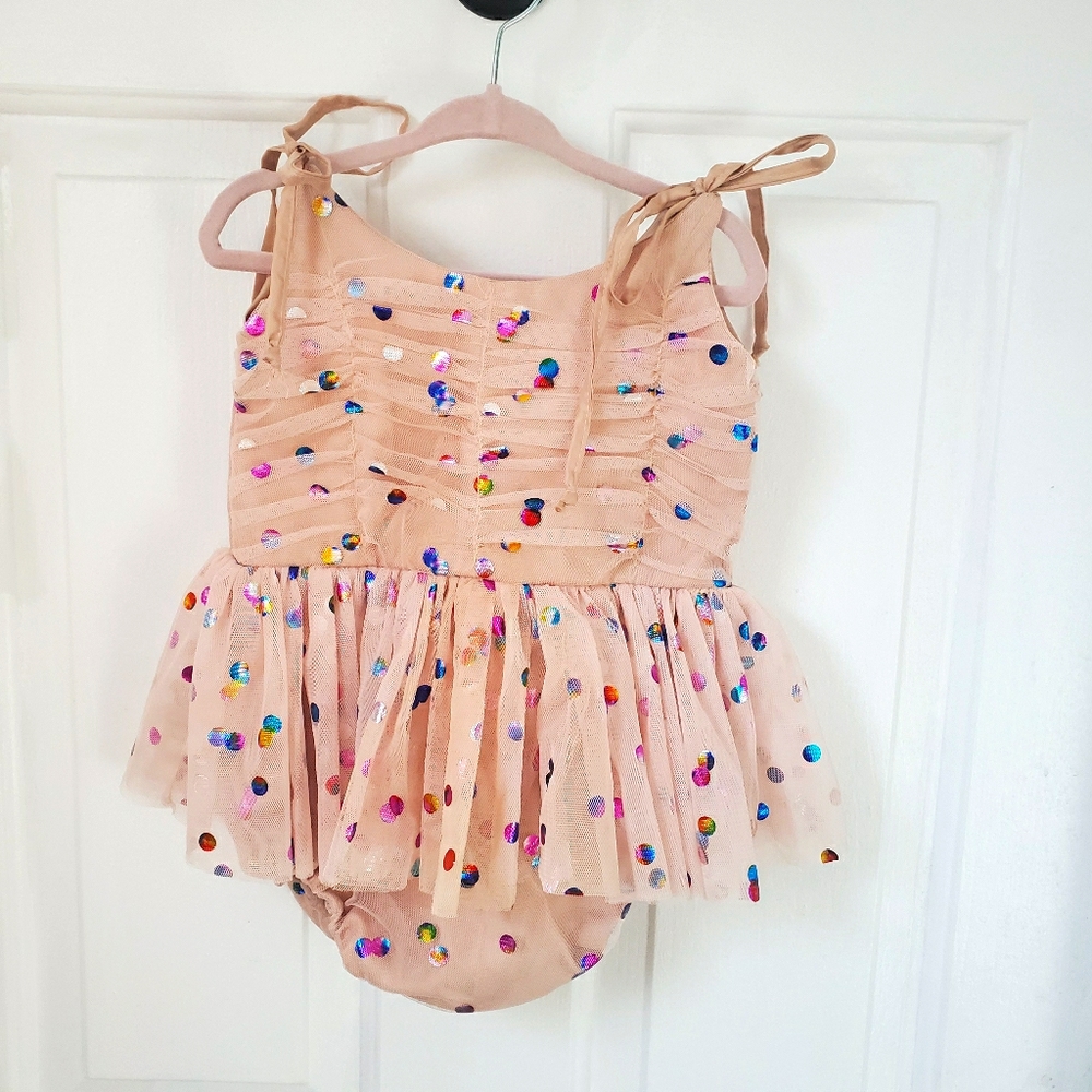 Sadie then Ty Brittney Sunsuit confetti